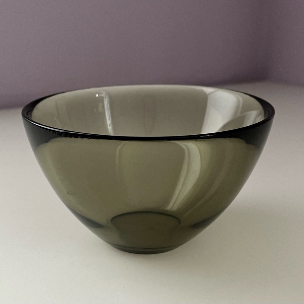 Orrefors fuga 100 year anniversary smoked gray glass bowl 90s